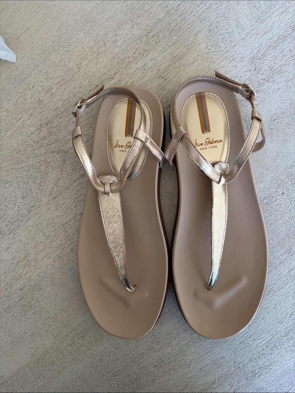 Sam Edelman Rose Gold T-Strap Sandals